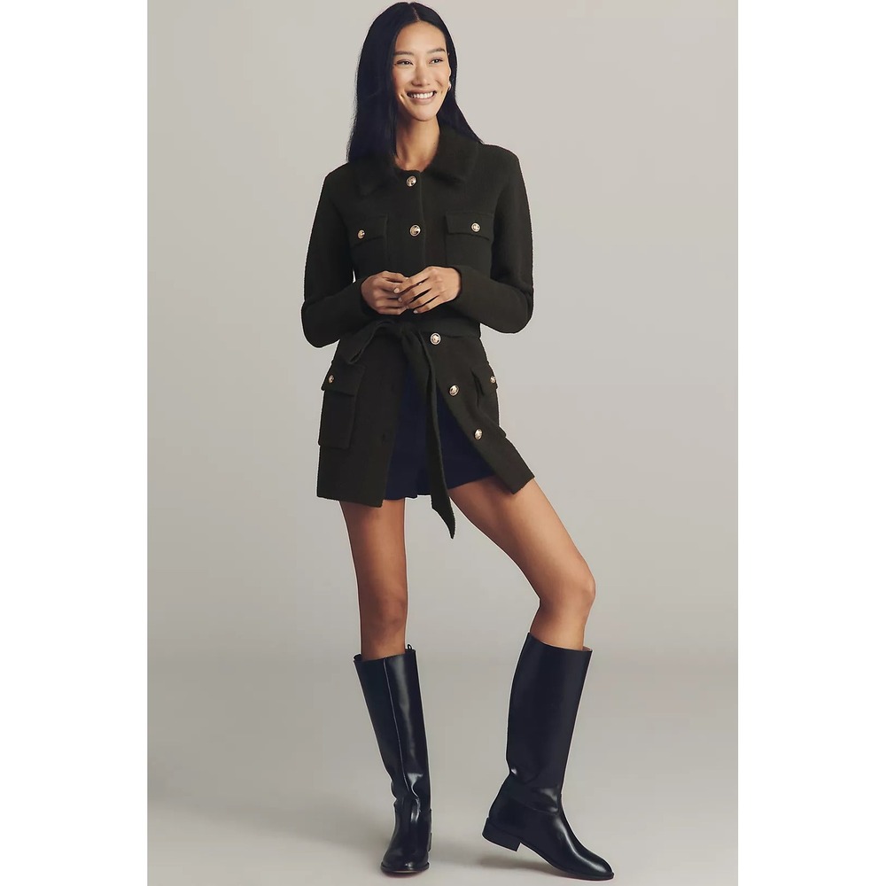 NWT Anthropologie NVLT Military Trench Jacket Button Front Coatigan Belted S